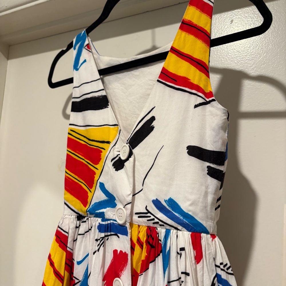American Apparel Printed Rayon Sun Dress Button Back Abstract Little Mix Y2K - Picture 7 of 13